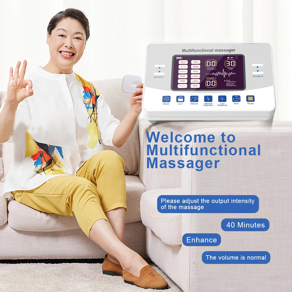 12 Modes TENS Low Frequency Therapy Device EMS Muscle Stimulator Electric Pulse Massager Myostimulation Apparatus Massage Relax