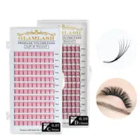GLAMLASH 3D 4D 5D W Shaped Eyelash Lashes Easy Fan Eyelash Extensions Wholesales YY Premade Volume 12 Rows W Style Natural Soft