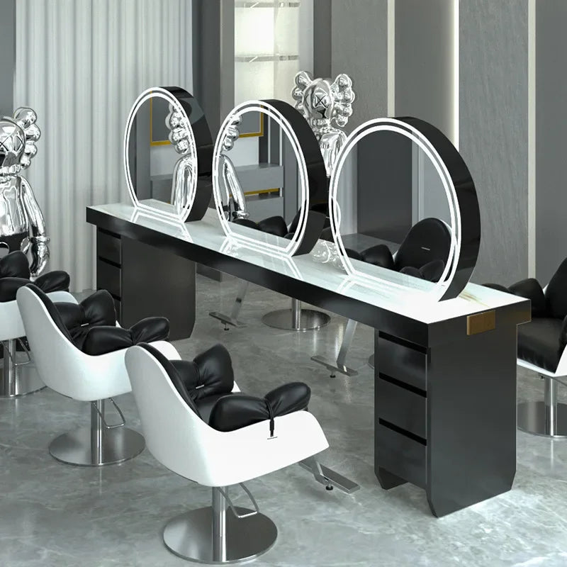 Barber shop hair salon special single and double-sided floor mirror table barber shop special hair mirror