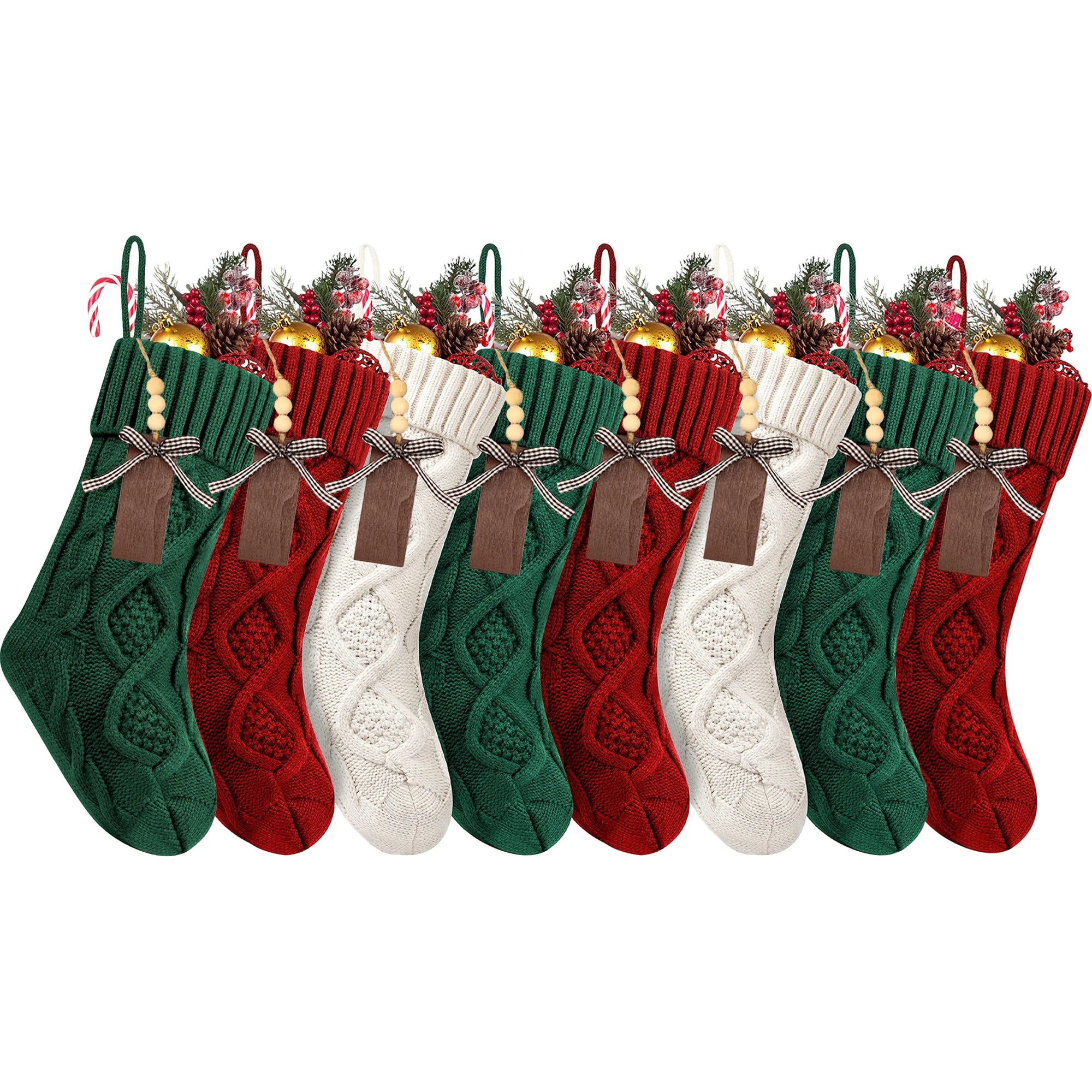 4/6/8PACK Christmas Stockings 18Inches Large Cable Knitted Stocking   Xmas Hanging Stocking Decorations with Name Tags