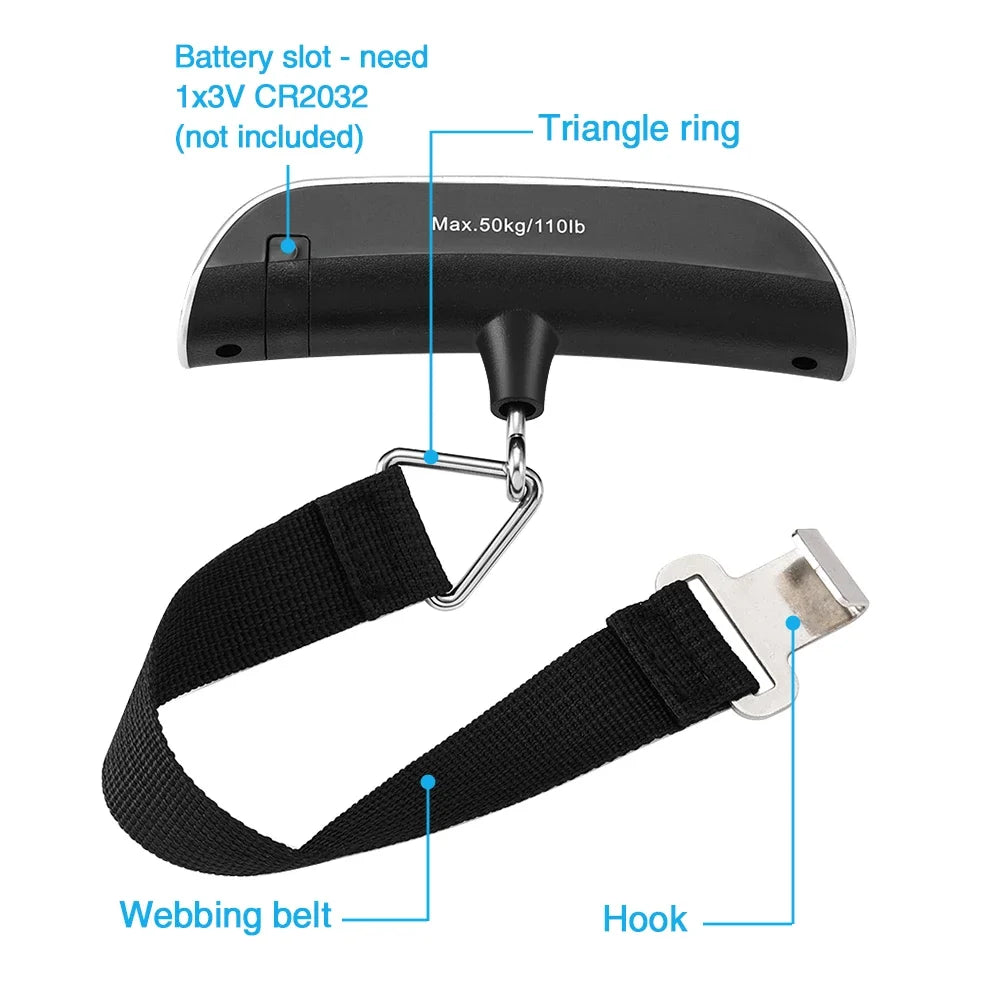 Portable Digital Luggage Hanging Scale 50kg/110lb LCD Display Electronic Scale Weight Balance Suitcase Travel Bag Scale