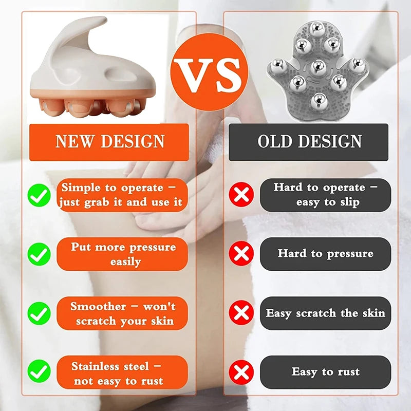 Hand Roller Massager With 360-degree Metal Balls For Neck Abdomen Thigh Back Body Pain Relief Deep Tissue Muscle Relax