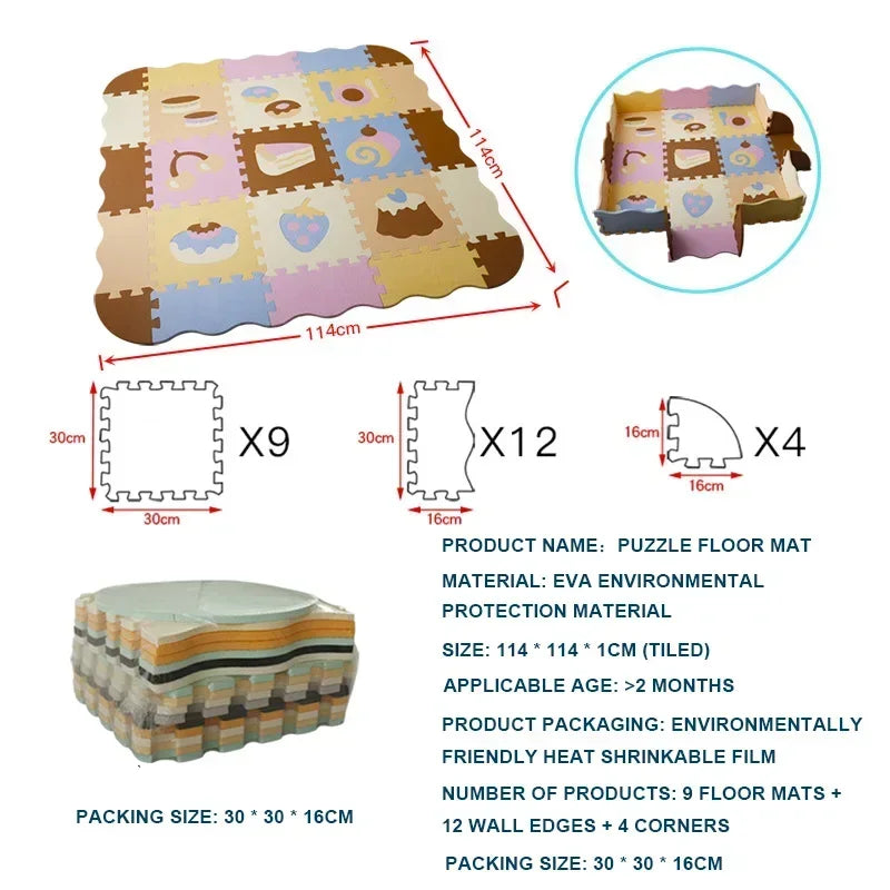 EVA Foam Play Mat with Fence Baby Puzzle Jigsaw Floor Mats Thick Carpet Pad for Kids Educational Toys Activity Pad Playmat