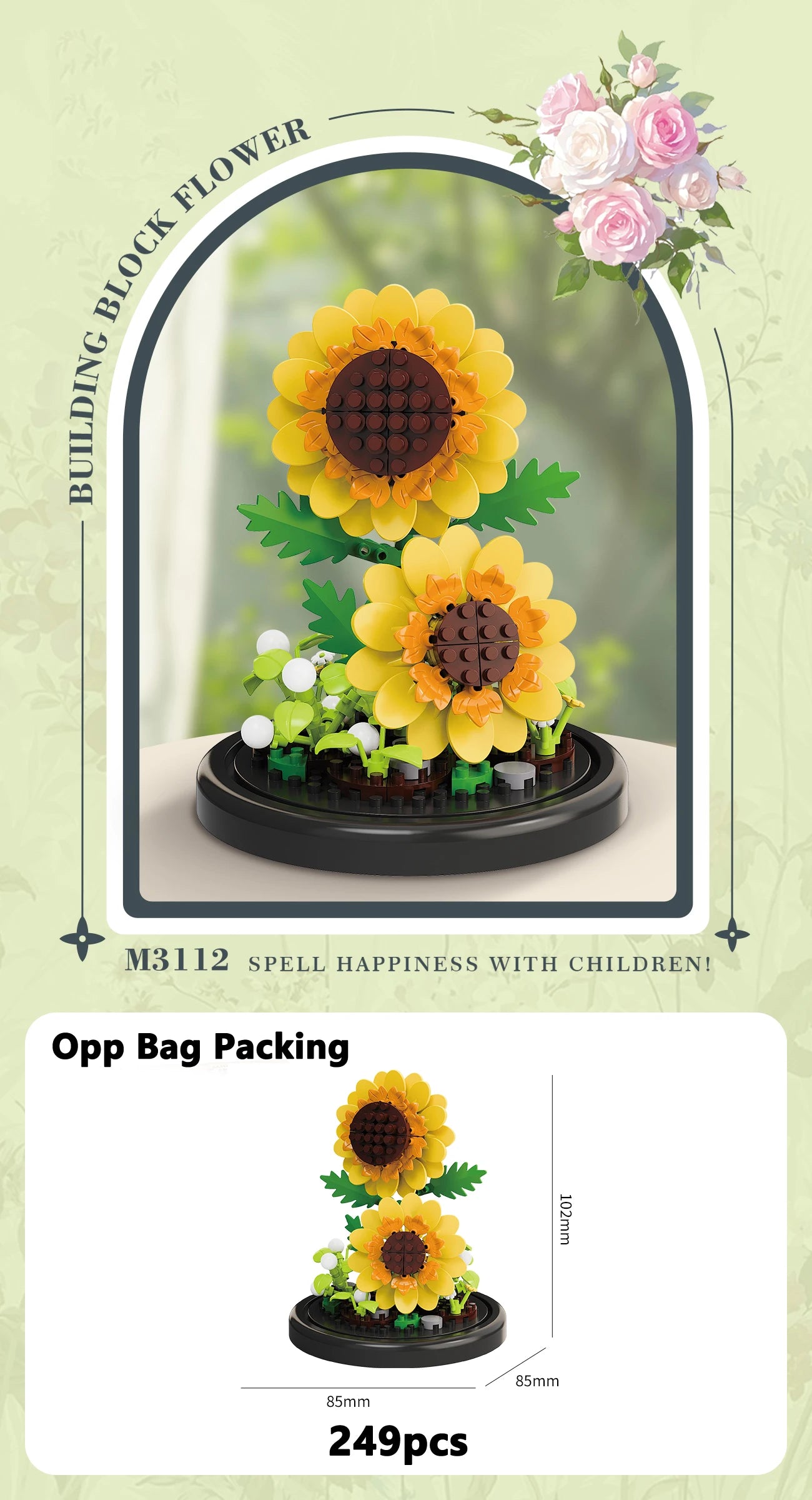 Eternal Flower Bouquet Bonsai Potted Plant Micro Building Blocks Model Home Decoration Puzzle Toys Kids Birthday Christmas Gifts