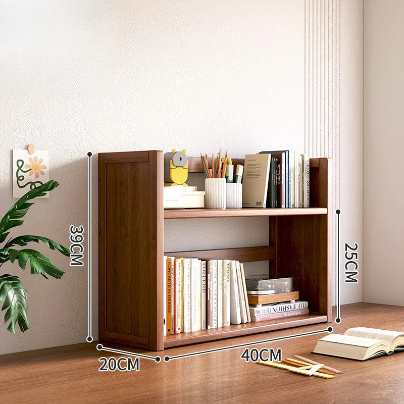 Simple desktop bookshelf dormitory multi-layer storage rack home student desk finishing shelf solid wood with extraction rack