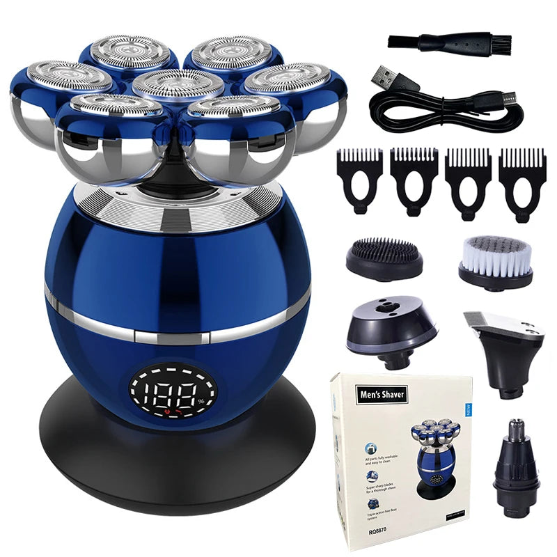 Electric Shaver 7D Floating Cutter Head Base Charging Portable Men Beard Trimmer Clipper Rechargeable Bald Head Electric Razor