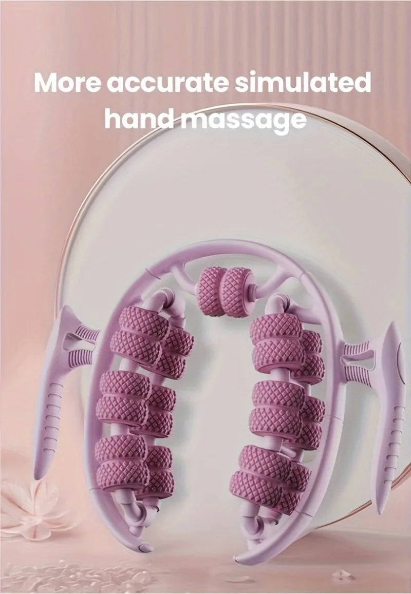 360° Massage Roller Dual Row Leg Slimming Clamp Hand Massager Simulator for Waist Leg Arm Buttocks Muscle Relaxation Health Care