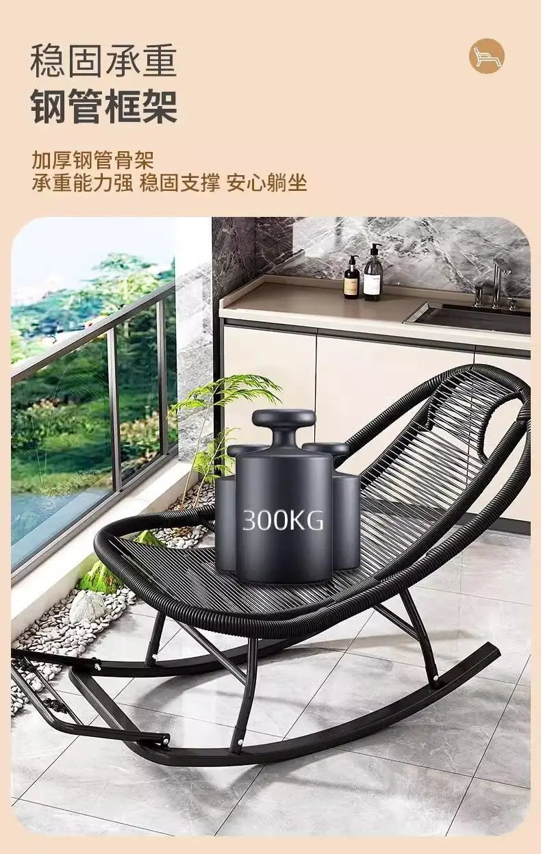 Rocking Recliner Garden Chair Widened Rocking Recliner Rattan Rainbow Rocking Chair Home Living Room Leisure Recliner