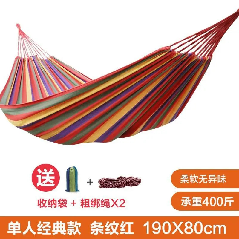 Canvas Single Hammock Outdoor Camping Indoor Children's Swing Thickened Striped Hammock