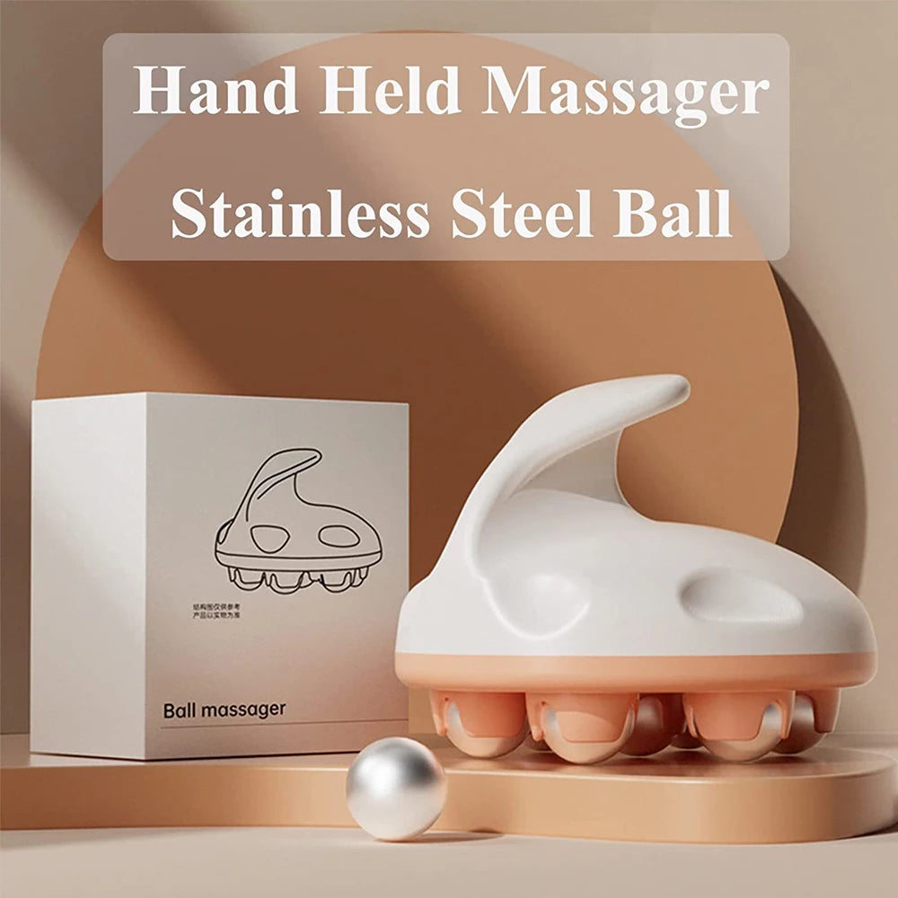 Hand Roller Massager for Cellulite Massage,Deep Tissue Massage Ball for Back,Neck,Foot,Shoulder,with 7 360-degree Metal Roller