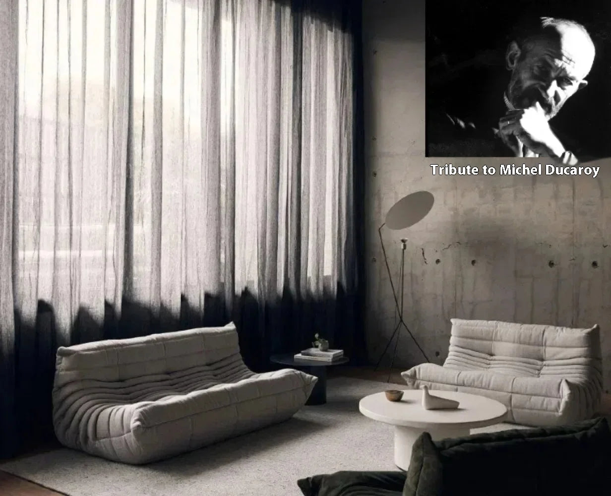 Fashion Freehand Space Original First Layer Cowhide Three-person Italian Minimalist Togo Caterpillar Lazy Sofa Lazy Sofa