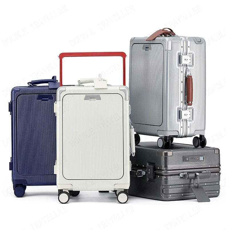 Aluminum Frame Luggage Password Carry on Luggage with Wheels Quiet Universal Wheel Fashion Travel Box Pull Rod Box