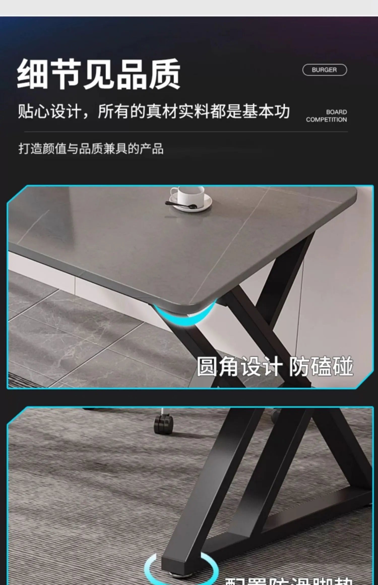 Modern rock board computer desk minimalist design elegant interior gaming desk Mid century luxury mesa para computador furniture