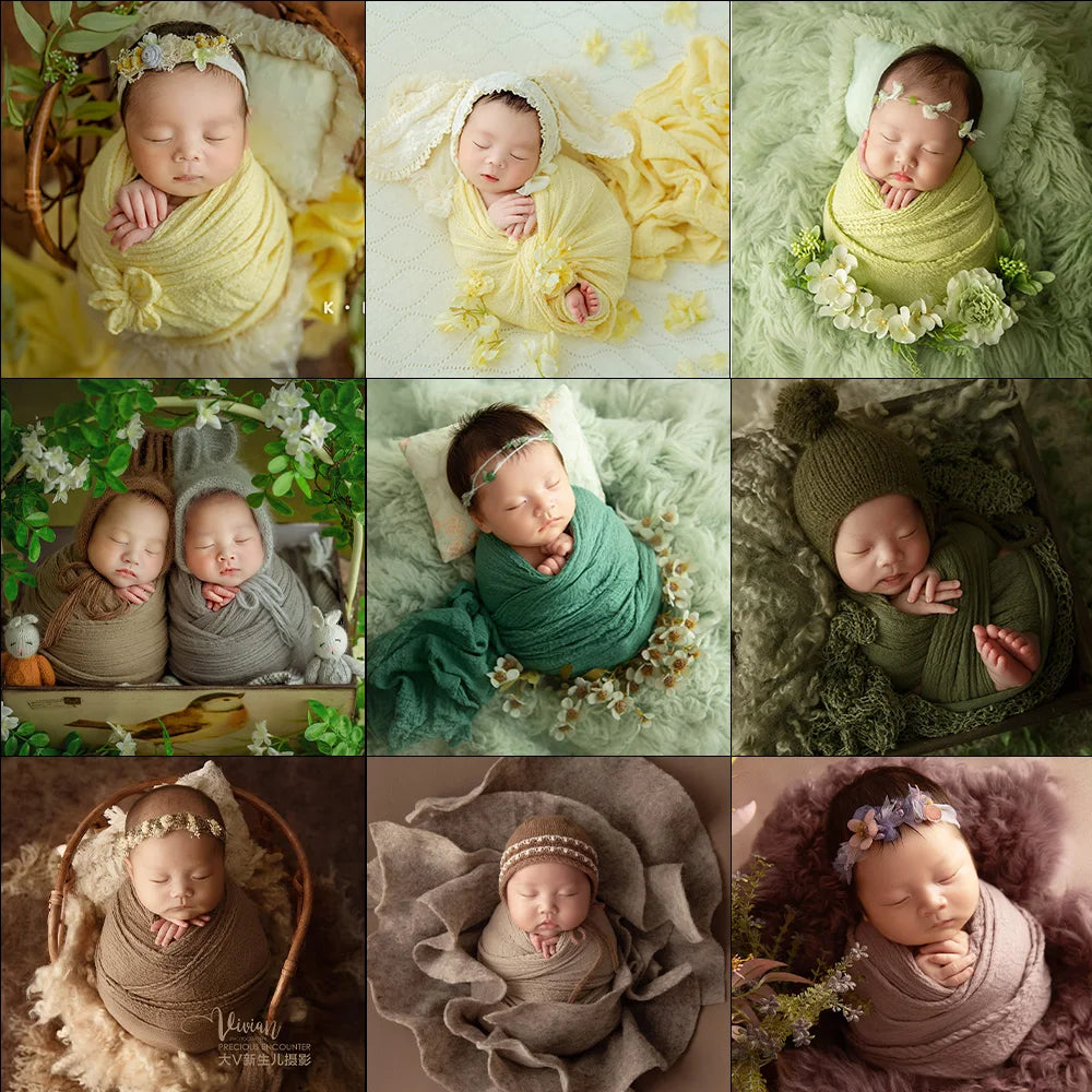 Professional Stretchable Wrapping Newborn Photography Props Soft Cotton Gauze Wraps Blanket Studio Baby Styling Props Accessory