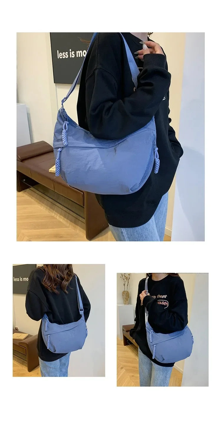 Solid color trendy shoulder bag, personalized multifunctional canvas bag, daily minimalist dumpling bag
