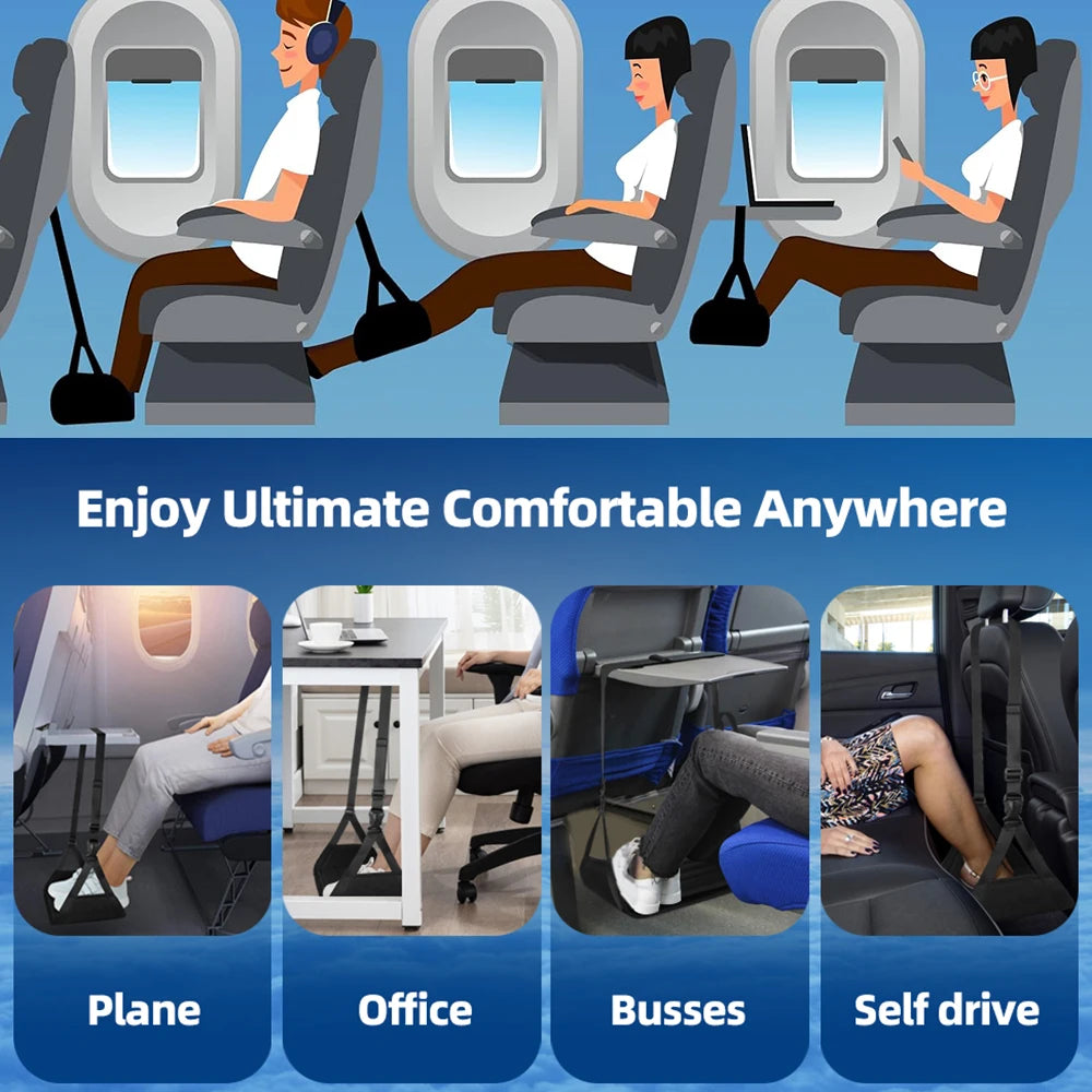 Newest Foot Hammock Foot Rest With Adjustable Strap Foe Airplane,Portable Desk Foot Hammock For Plane Travel Office Working