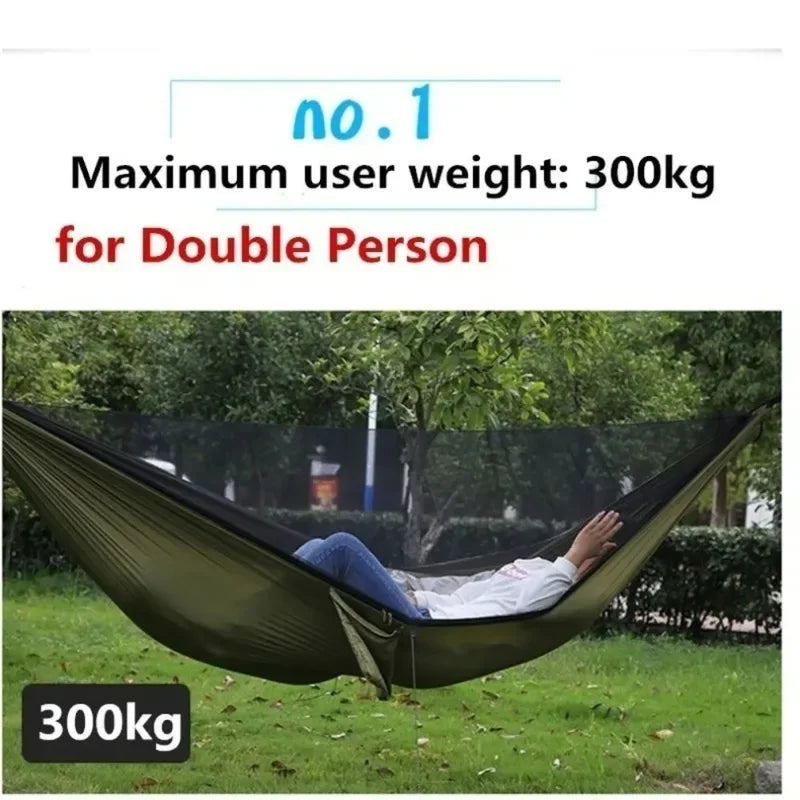 250x120cm Outdoor Hammock With Net – Lightweight Parachute Fabric For Camping & Travel