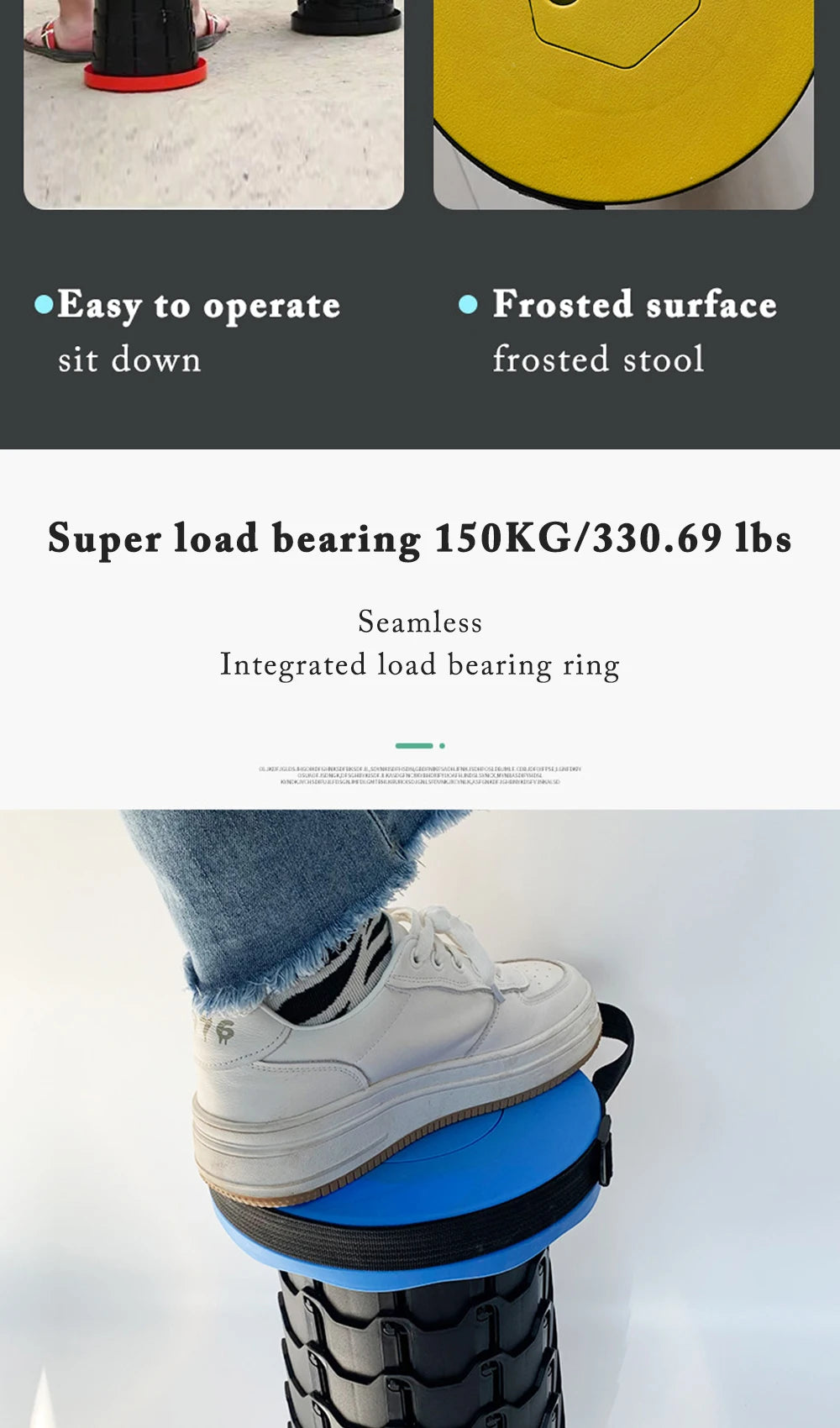 Portable Folding Telescopic Stool Lightweight Plastic Subway Queuing Chair Outdoor Camping Chair Fishing Seat