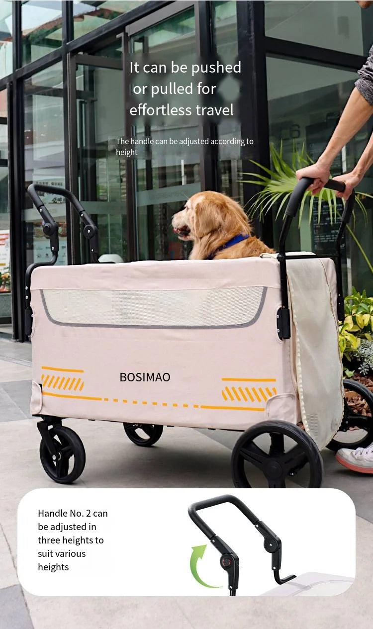 Double Door Isolation Upgraded Pet Stroller Large Dog for Outdoor Travel Portable Foldable Elderly Disabled Dog Outdoor Stroller