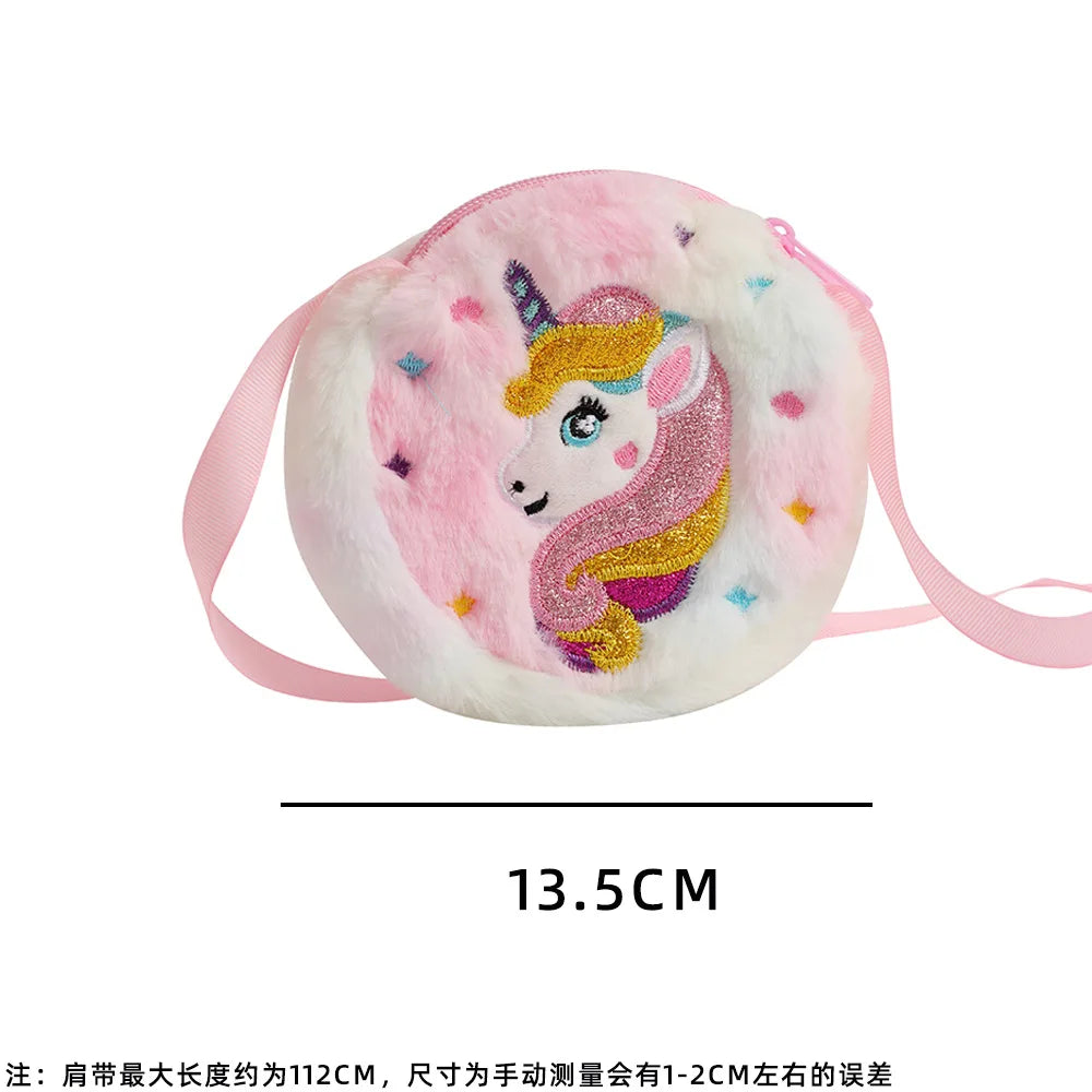 Small Cartoon Unicorn Coin Bag for Toddler Cute Animal Unicorn Eraser Pencil Hair Clip Shoulder Bag Portable Travel Storage Bag