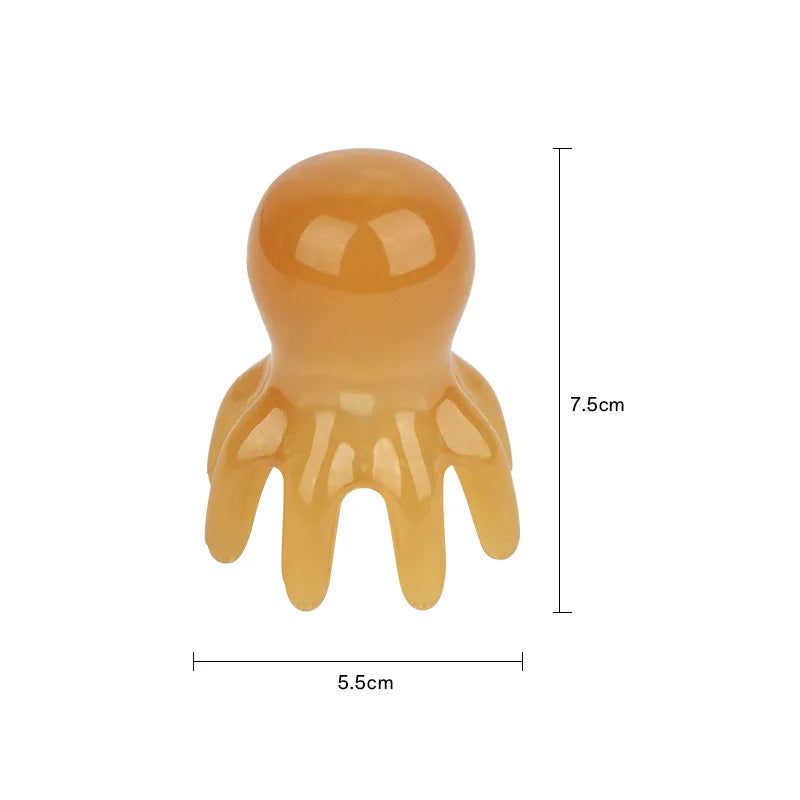 Octopus Massage Comb Resin Head Meridian Scraping Scalp Massage Brush Acupuncture SPA Gua Sha Massage Comb for Fatigue Relief