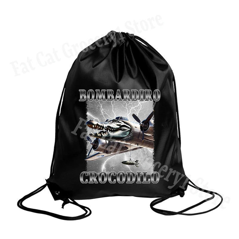 Tralalero Tralala Drawstring Backpack Tungtung Sahur Brainrot Kids Cartoon Travel Shoulders Bag New Outdoor Sport Rucksack Gift