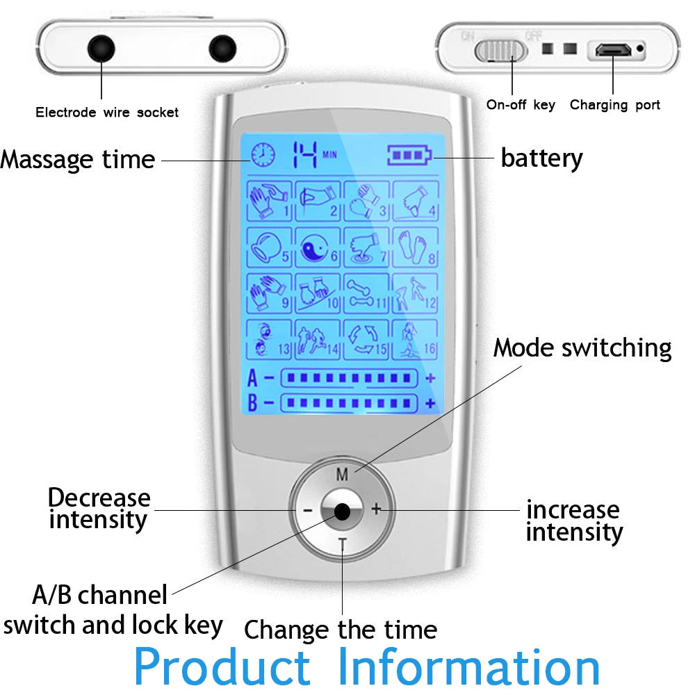 New Tens Unit Relax Muscle Stimulator Body Massage Digital Therapy 24 Modes EMS Acupuncture Slimming Machine Electrostimulator