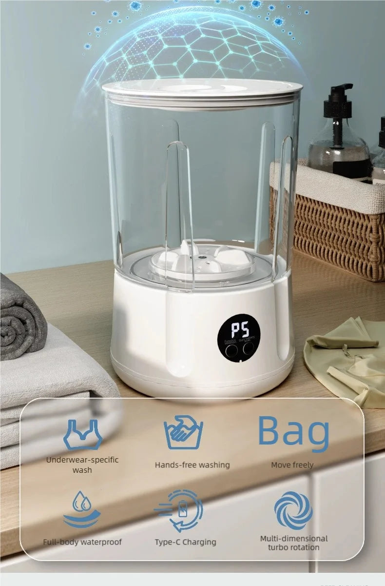 TINSOL Portable Mini Washing Machine Laundry Device Perfect for Travel Socks & Underwear Cleaning Effortlessly Clean Your Clothe