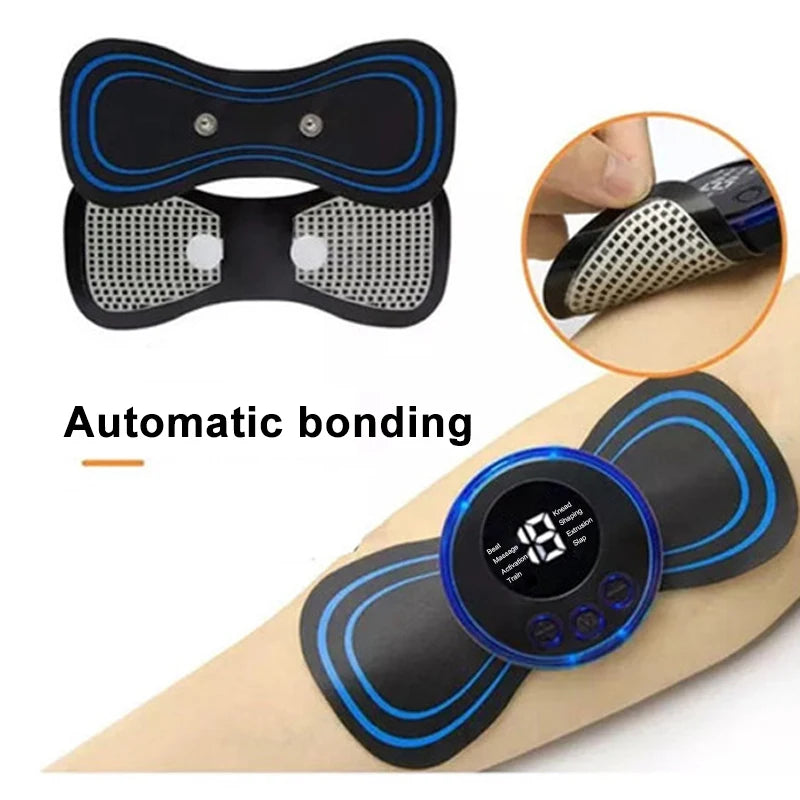 Portable Mini Massage Pad Muscle Pain Relief Micro Current Relieve Fatigue Rechargeable 8 Modes 19 Levels Slim Gel Massage Pad
