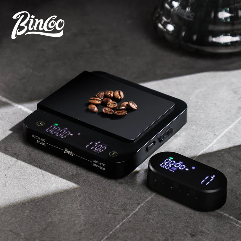Bincoo Professional Coffee Scale Electronic Scale Coffee Powder Weighing Accurate Weight 0.1g Split Screen Display Barista Tool