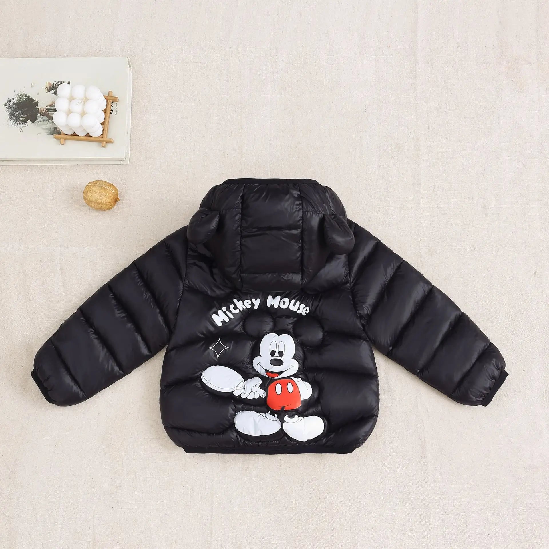 Mickey Mouse Kids Winter Hooded Coat New Lightweight Thermal Thicken Padded Jacket for Boys Girls Cotton Blend Zipper Outerwear
