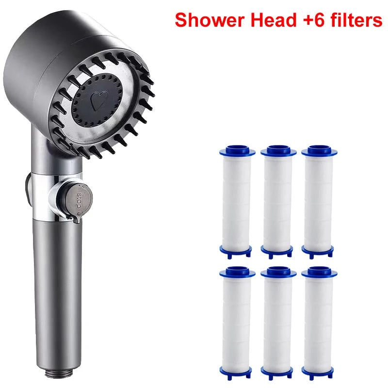 4 Modes Showerhead High Pressure Shower Head With Water Filtration Massage Shower Head Rainfall Shower Bathroom Accessories