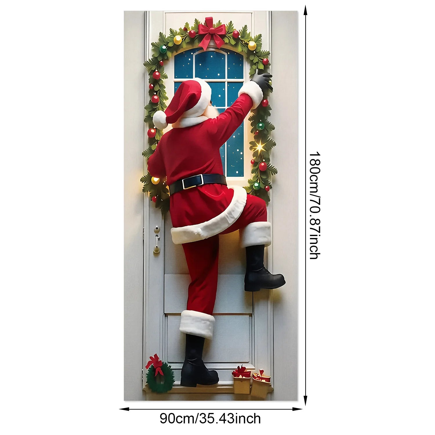 1pcs 2D Christmas Theme Door Cover Banner 2026 New Year Living room Decor Xmas Navidad Santa Snowman animals decor Favor Gift