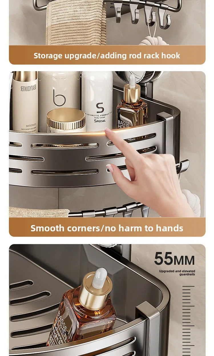 Bathroom suction cup triangular basket storage rack, bathroom washbasin corner, no need to drill holes, wall-mounted toilet