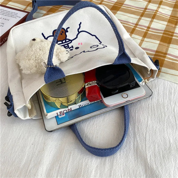 Minnie Disney Women Men Canvas Bags Shoulder Bag Fashion Tote Bags Girl Cartoon Tote Bag Large Capacity Handbag Shopping Bags