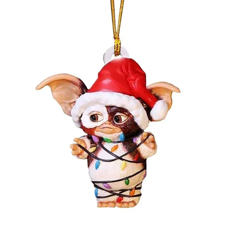 1pc 2D Acrylic Gremlins Christmas Tree Ornament Decoration Interior Rearview Mirror Decorative Pendant Bag And Key Chain