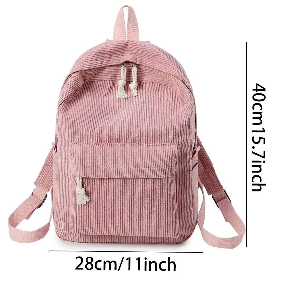 Personalized Corduroy Student Backpack, Anti-Theft Training School Bag for Teens, Unisex Classic Campus Shoulder Bag Knapsack