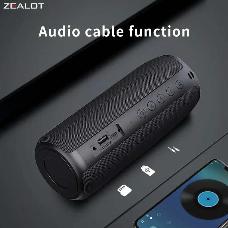 Zealot -S51 Wireless Speakers, Outdoor Portable Subwoofer Speaker ,Waterproof IPX 5, , Dual Pairing,1800mAh