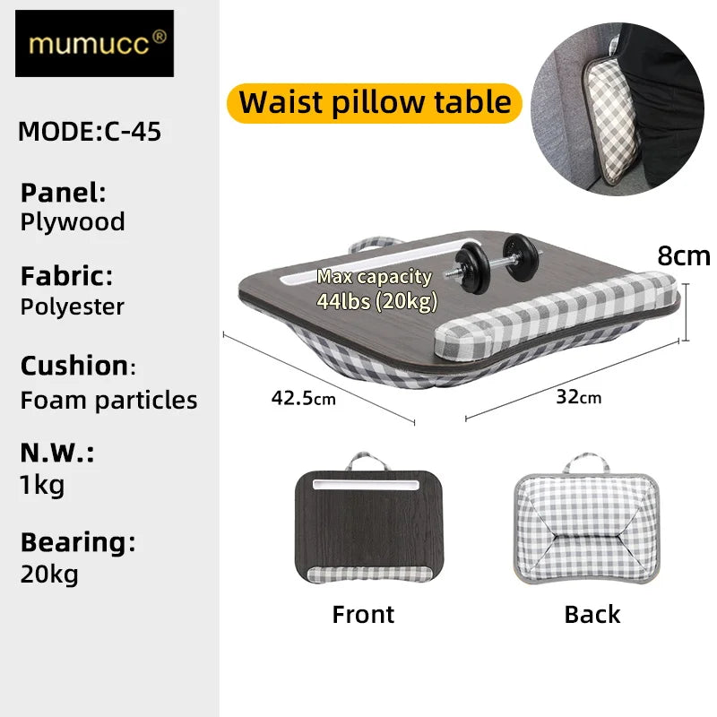 MUMUCC Lazy Laptop Table with Cushions and Slots, Multifunctional  Mini Pillow Table, Portable Room Desk, Office Lumbar Support