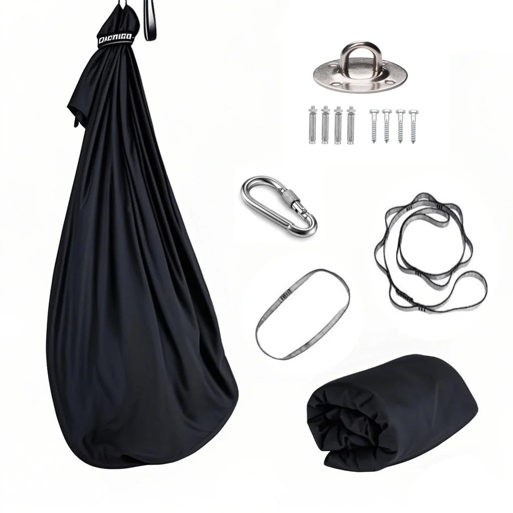 1.5*2.8m Elastic Swing Hammock Indoor and Outdoor (Including Fixing Hardware) Elastic Swing Adjustable Aerial Yoga Adult Healing Hammock Swing Set, Elastic Fabric Hammock. Embrace the Swing, a Hanging Swing Hammock, Suitable