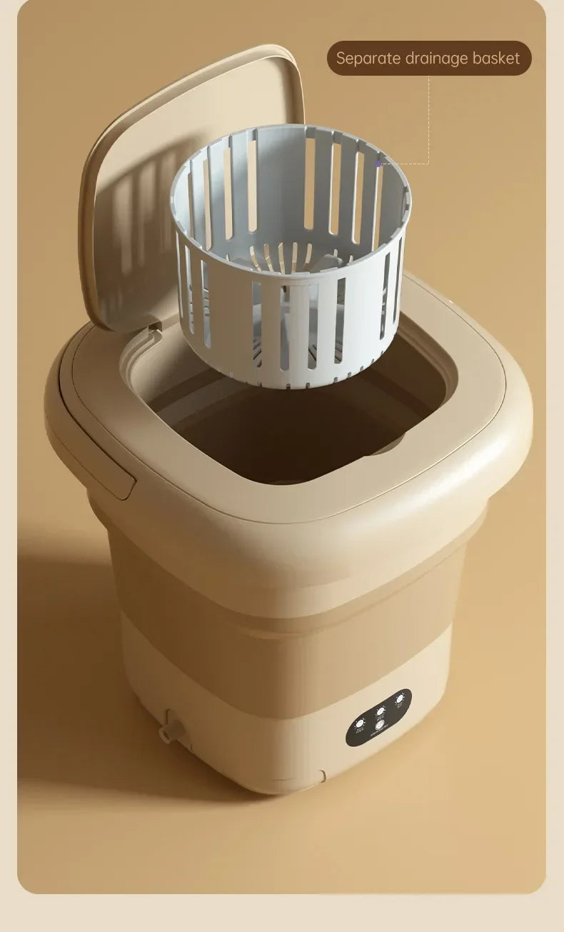 Folding Portable Washing Machine Big Capacity with Clothes Spin Dryer Bucket Travel Socks Underwear Panties Washing Machine