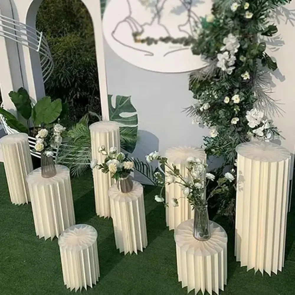 Sturdy Cardboard Column with Clear Acrylic Plate Reusable Cylinder Stands for Party,Cake Stand Pillar for Birthday Dessert Cake