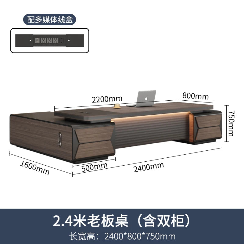 L-shaped luxury chairperson's room manager chair combination simple modern president's desk furniture Executive Office Desk home