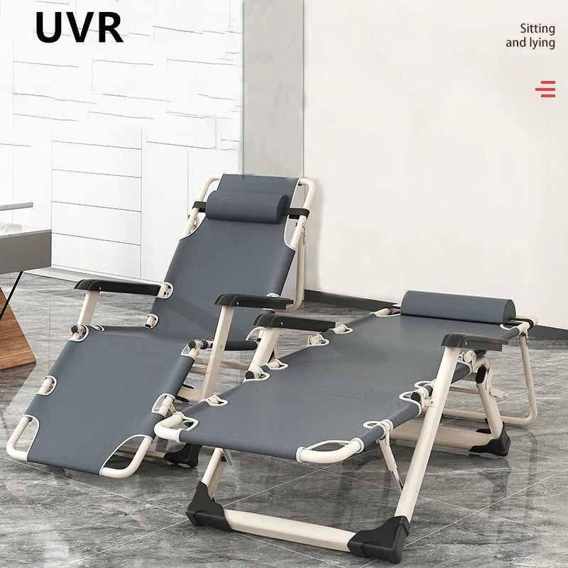 UVR Recliner Foldable Outdoor Beach Chair Office Lunch Chair Home Computer Chair Backrest Chair Adjustable Balcony Armchair Bed