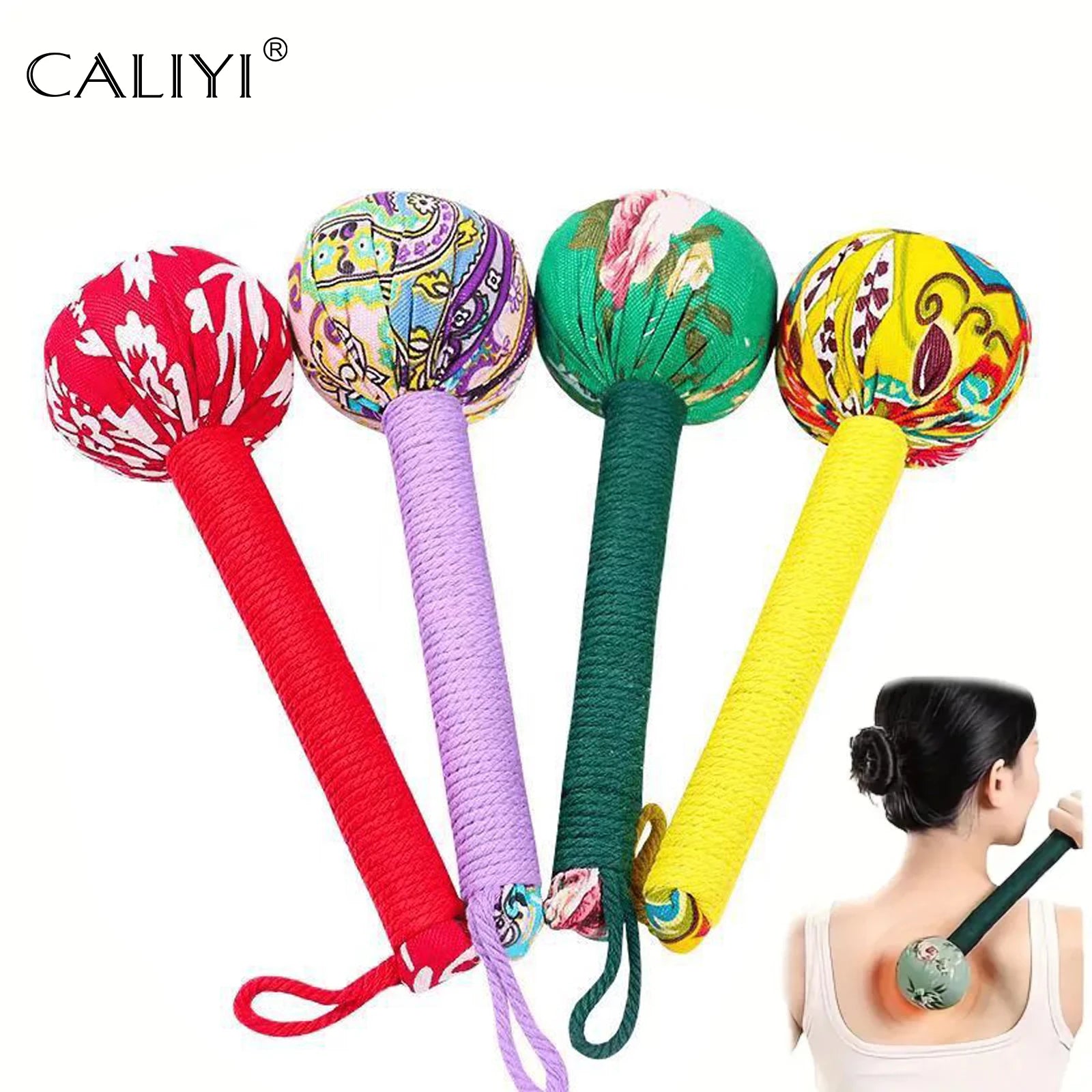 Massage Hammer Long Herbal Wormwood Lymphatic Drainage Manual Back Massager for Shoulder Neck Muscle Pain Relief