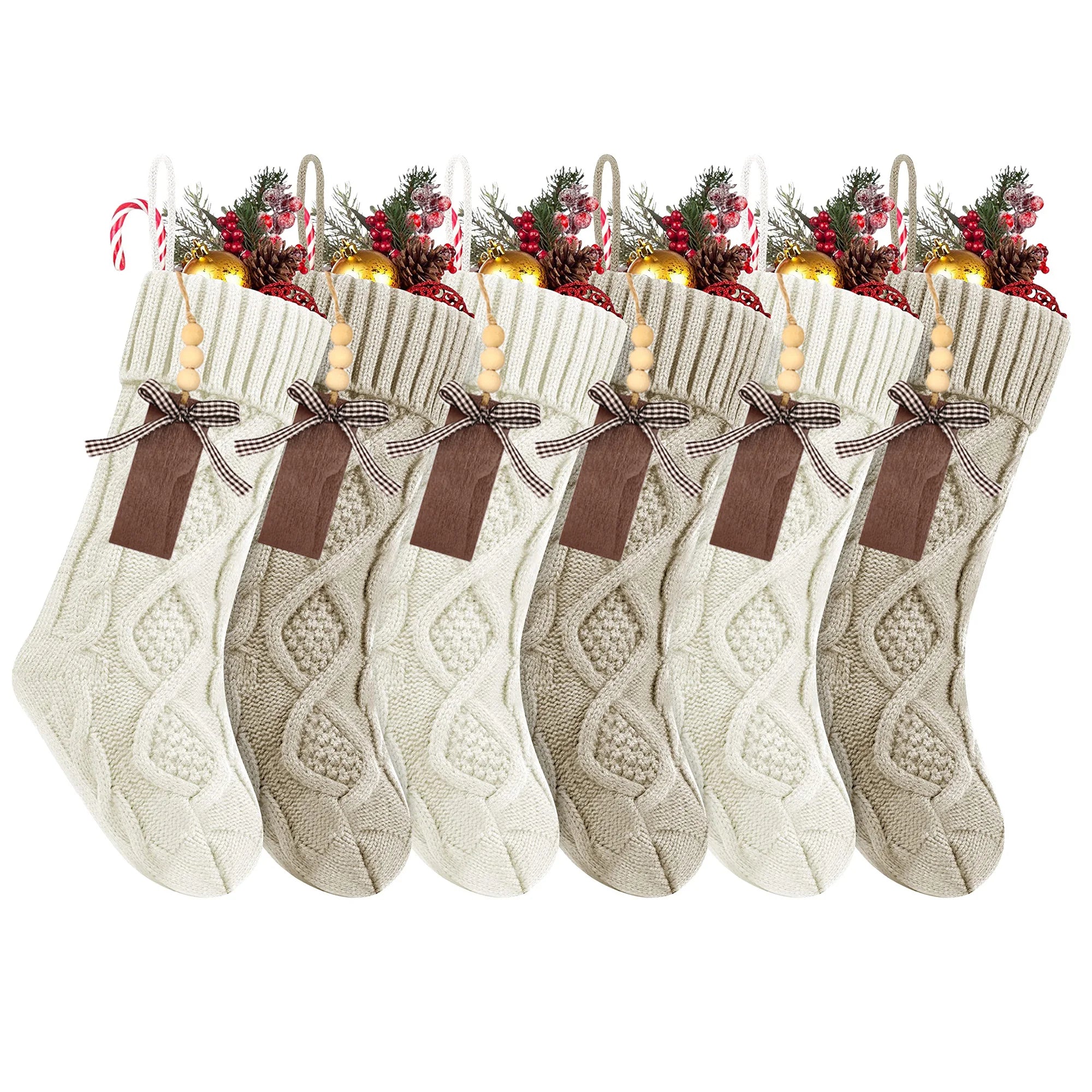 4/6/8PACK Christmas Stockings 18Inches Large Cable Knitted Stocking   Xmas Hanging Stocking Decorations with Name Tags