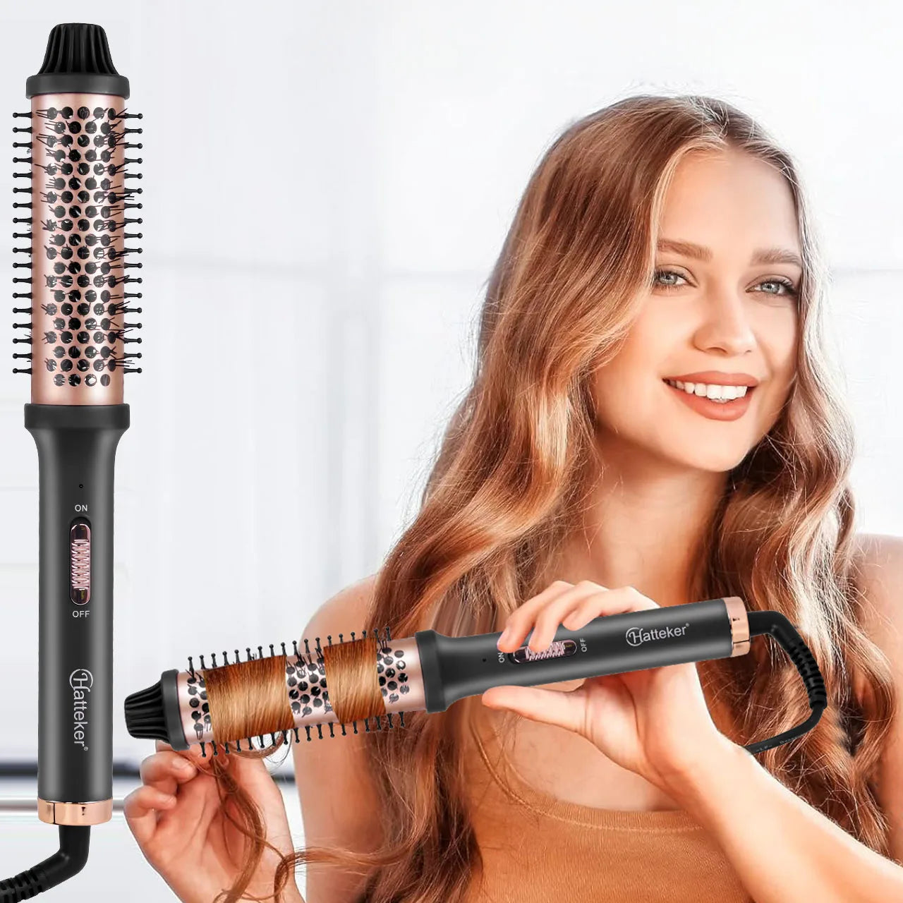 Hatteker Home Use Electric Curling Comb Long Short Hair Styling Brush Heat Resistant Hairdressing Tool Inner Buckle Curl