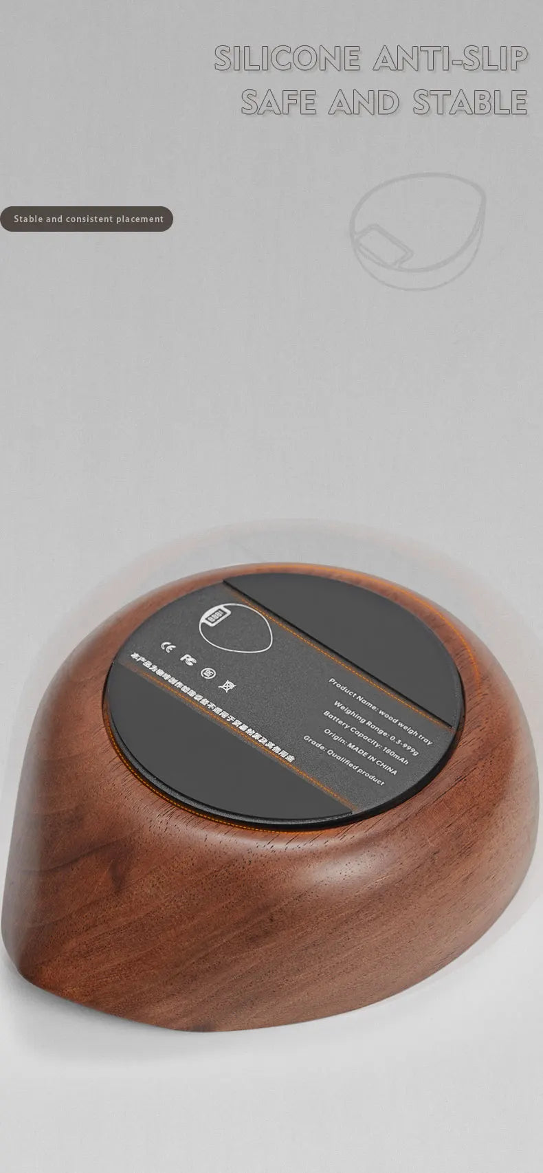 MUVNA Coffee Bean Weigher, espresso weighing display tray, Walnut hand brewing electronic scale / accurate to 0.1g Professional