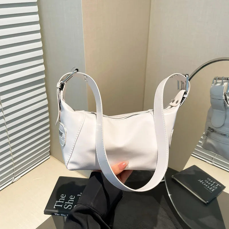 Underarm Bag Women's Bag Cool Drag Style Single Shoulder Underarm Stick Bag Niche Design Leather Zipper Single Shoulder Handbag