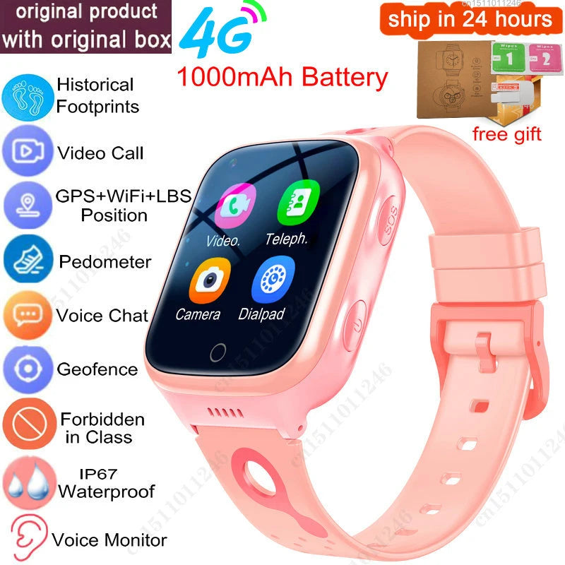 KGG 4G Smart Watch Kids GPS WiFi 1000mAh Video Call Tracker Location SOS Call Back Monitor Phone Watch Smartwatch Children Gifts